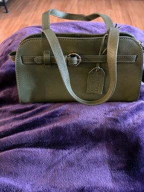 Olive Green Leather Top-Handle Women's Bag